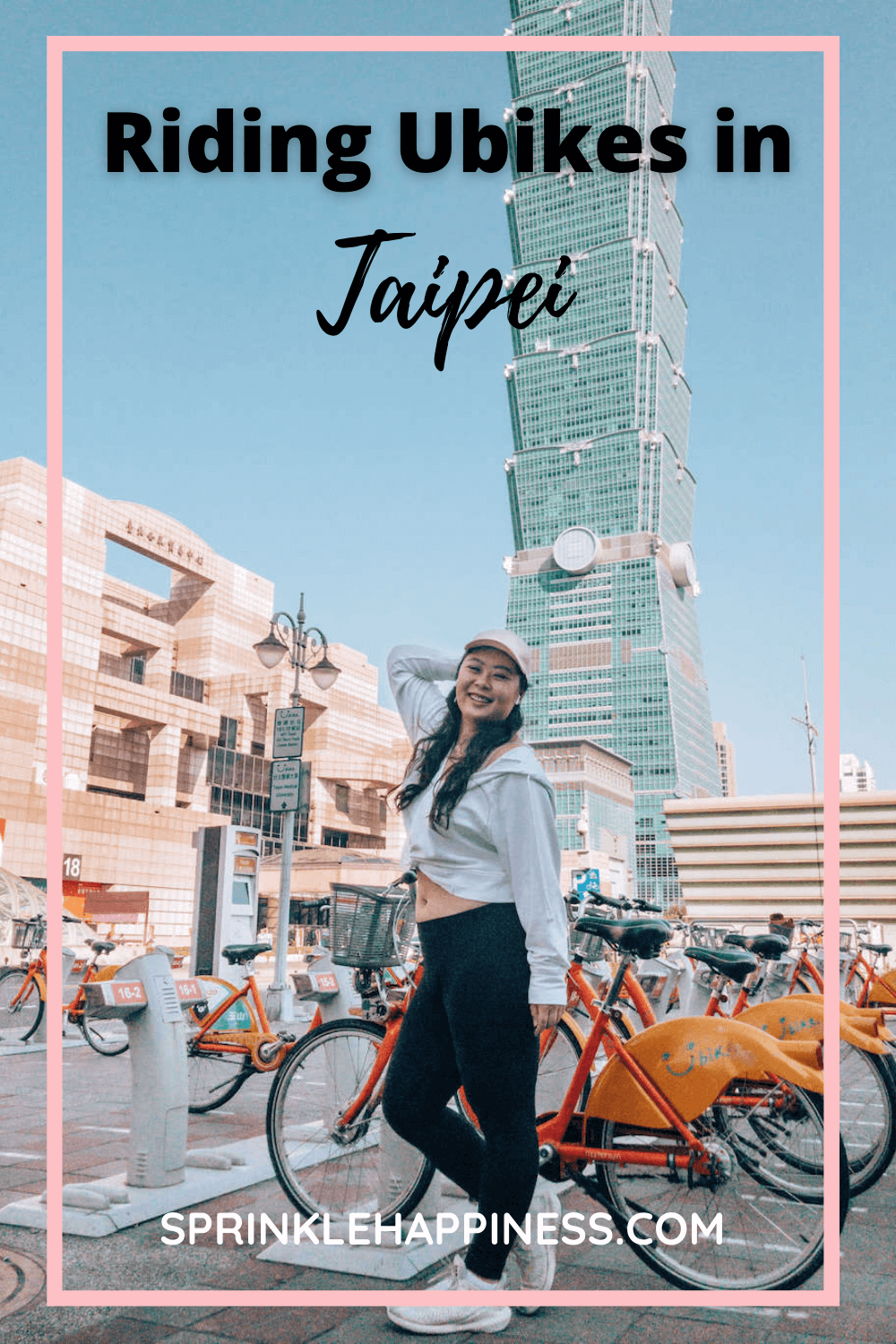 Taipei Ubikes in front of Taipei 101